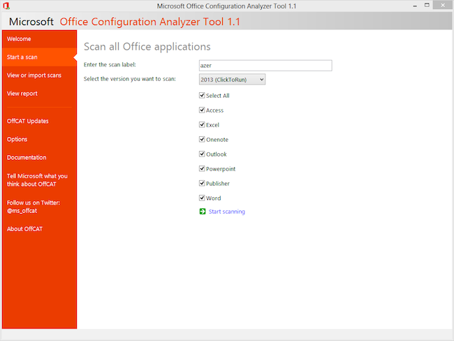 Ecran de sélection des logiciel Office avec OffCAT- dépannage informatique Paris